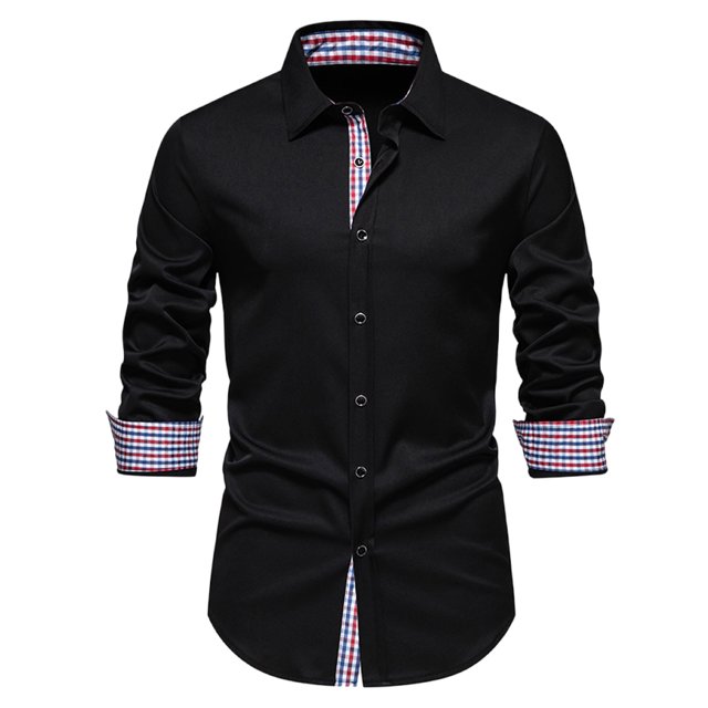 RXIRUCGD Chemise en Jean Décontractée pour Homme à Manches Longues avec Boutons, Poches et Col Rabattable, Noir, Taille : S