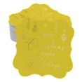 thumbnail image 1 of Inkdotpot Merry Christmas & Happy Text Bottle Tag Real Gold Foil Favor Bracket Shape Hang Tags Pack Of 100, 1 of 7