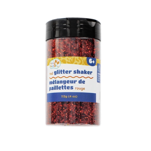 TINY HANDS Red Glitter Shaker, 113 g (4 oz), Ages 6+