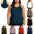 thumbnail image 1 of Dazajoo Womens Plus Size Racerback Tank Tops Solid Color Sleeveless Shirts Lightweight Casual Workout Tanks,Black,XXXL, 1 of 6