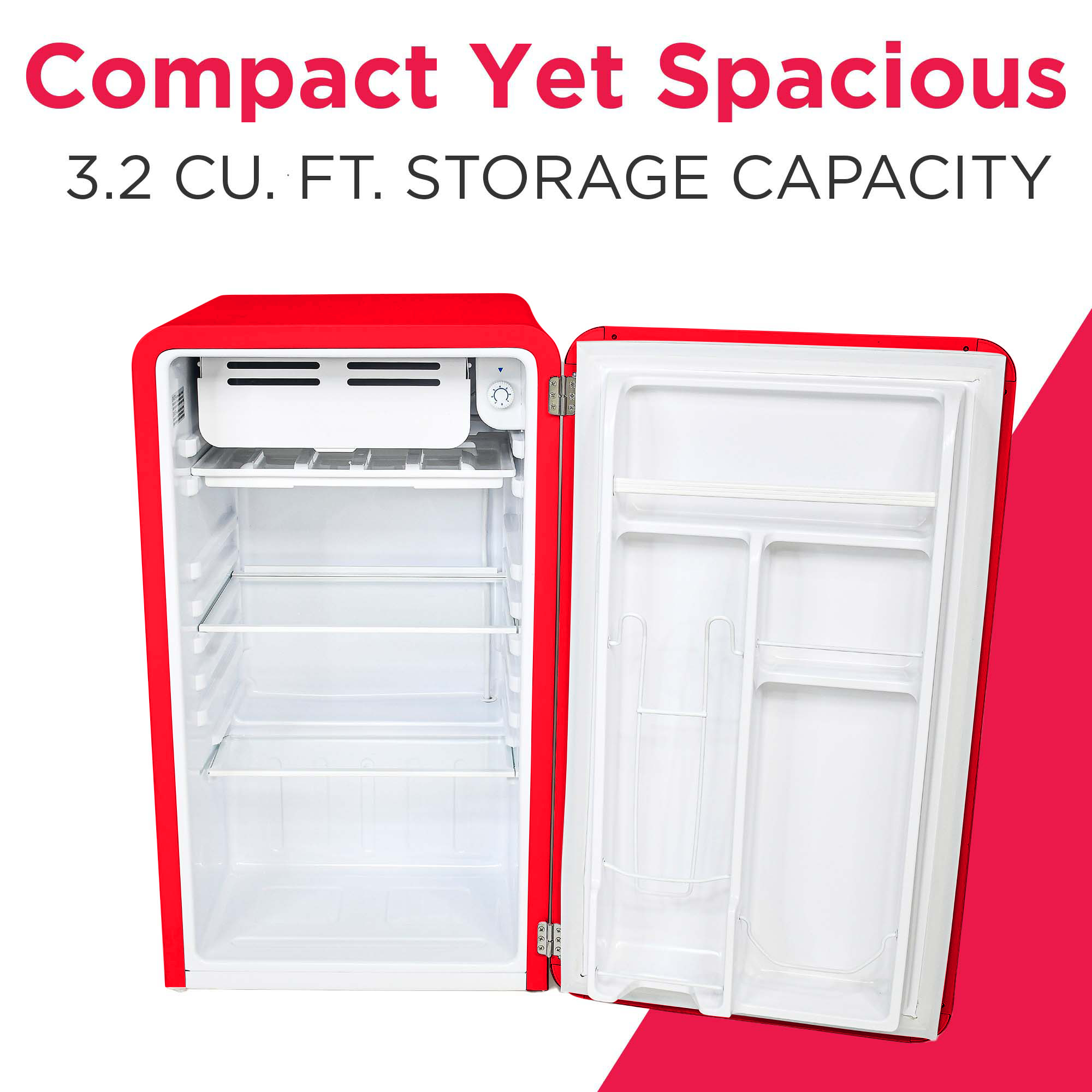 Réfrigérateur compact rétro Frigidaire 3,2 pi³, mini-réfrigérateur avec congélateur pour appartement, dortoir, bureau, chambre, rouge