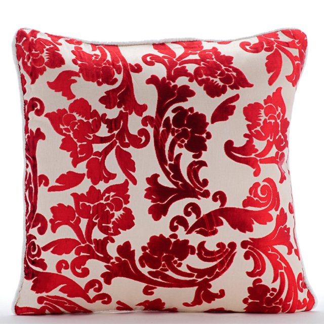 The HomeCentric Housse de Coussin Décoratif Rouge Cayenne Housse de Coussin Floral Rouge Lot de 2 18x18 Pouces (45x45 cm) Housse de Coussin Carrée en Velours Brûlé Housse de Coussin Floral Pâques - Cayenne Fleurs Rouges