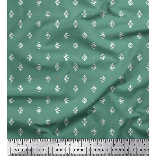 Soimoi Rayon Fabric Dot & Geometric Ethnic Print Sewing Fabric Yard 42 Inch Wide