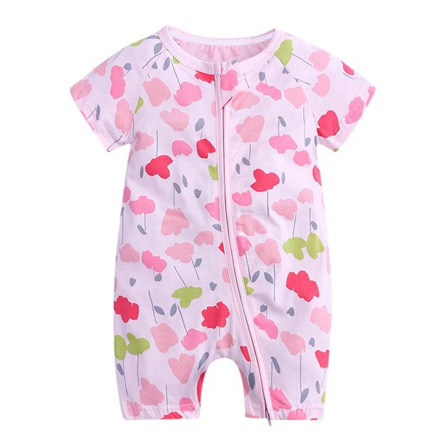MIASHUI Toddler Summer Clothes Unisex Baby Boy Girl Rompers Short Sleeve Two Way Zipper Jumpsuits,Pink,18-24 Months