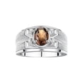 thumbnail image 1 of RYLOS Men's Rings Sterling Silver Rings Classic Designer Style 8X6MM Oval Gemstone &  Diamond Ring Smoky Quartz June Birthstone Rings For Men,  Size 10, 1 of 7