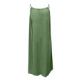 thumbnail image 4 of EGNMCR Kids Girls Fashion Cute Solid Color Back Drawstring Loose Suspender Long Dress Girls Dress, 4 of 9