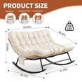 thumbnail image 2 of Indoor Outdoor Patio Rocking Glider Chair – 450 lbs Capacity – Weather-Resistant Rattan, UV-Proof Cushion & soft Toy Fleece Upholstery – Sturdy Rubber Wood & Reinforced Steel Frame, 2 of 6