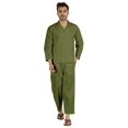 thumbnail image 1 of Inkmeso Ensemble de Pyjama Classique Uni en Coton, Pyjama Boutonné pour Hommes, 2 Pcs, Tenue de Nuit, 1 of 7