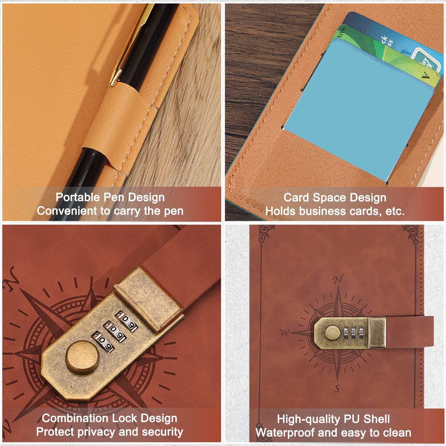 YUSS Leather Journal Notebook with Password Lock – Vintage Leather