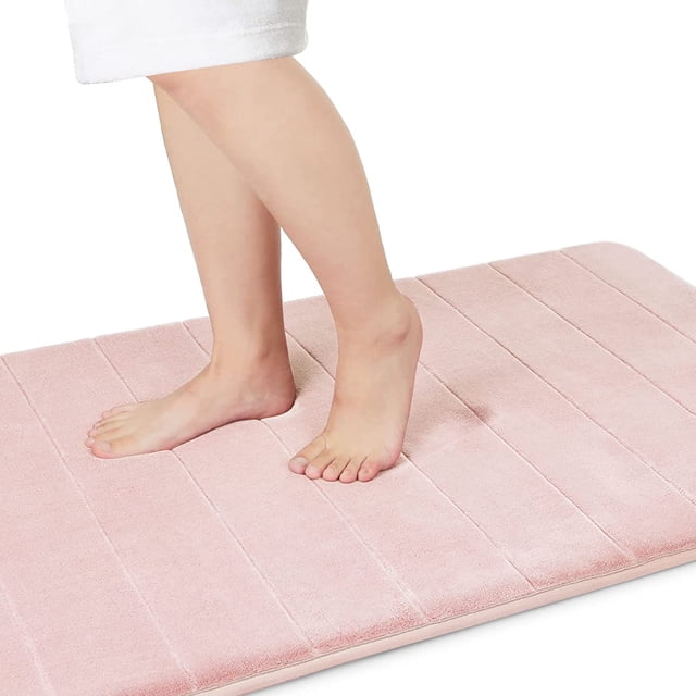 ORUYROP Memory Foam Bath Mat Large Size, 36 x 24 Inches,Soft and Comfortable, Super Water Absorption, Non-Slip, Thick, Machine Wash, Easier to Dry for Bathroom Floor Rug, Soft Pink