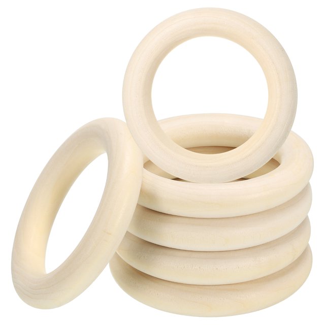 Unique Bargains 90mm Wooden Rings for Crafts, 10 Pack Natural Wood Rings Unfinished Wood Loop Circle