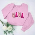 thumbnail image 2 of Culottes pour Femmes Chandail Maman Femmes Surdimensionné Paillettes Patch Maman Chandails à Col Rond Maman Imprimé Manches Longues Ample Mode Chandail S Rose, 2 of 7