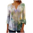 thumbnail image 2 of Blouses pour Femmes, T-shirt Imprimé Mode Manches 3/4 Blouse Col en V Hauts Décontractés, 2 of 5
