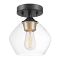 thumbnail image 1 of Harrow 1-Light Matte Black Semi-Flush Mount Ceiling Light with Gold Accent Socket and Clear Glass Shade, 1 of 8