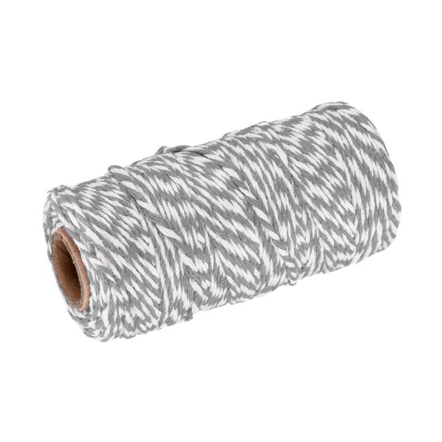 Unique Bargains Twine Packing String Wrapping Cotton Twine 100M Grey and White Rope for Gift Wrapping Twine