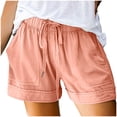 thumbnail image 2 of Pisexur Womens Shorts Solid Color Elastic Waist Shorts Summer Casual Adjustable Drawstring Shorts Quick Dry Gym Yoga Workout Shorts Comfy Loose Linen Shorts Plus Size Shorts with Pockets S-5XL, 2 of 7