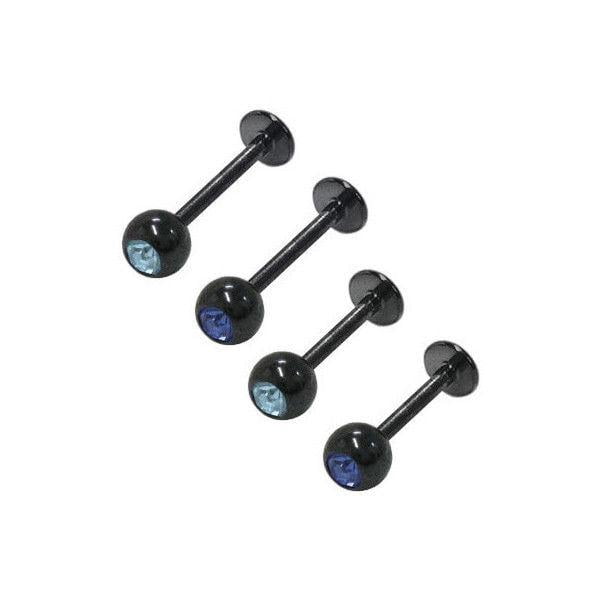 Labret Monroe Perçage de Lèvre 14 g Titane Noir avec Gemme Zircone Cubique