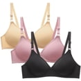 thumbnail image 1 of Aboser Womens Lightly Wireless Bras 3 Pack Smooth T-shirt Bra Body Hugging Lift Up Bralettes Full Coverage Support Bra Stretch Fit Everyday Bralettes, 1 of 5