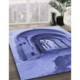 thumbnail image 3 of Ahgly Company Tapis de Zone Rond d'Intérieur Lavable à la Machine, Style Transitionnel, Bleu Ciel, 7 Pieds Rond, 3 of 7