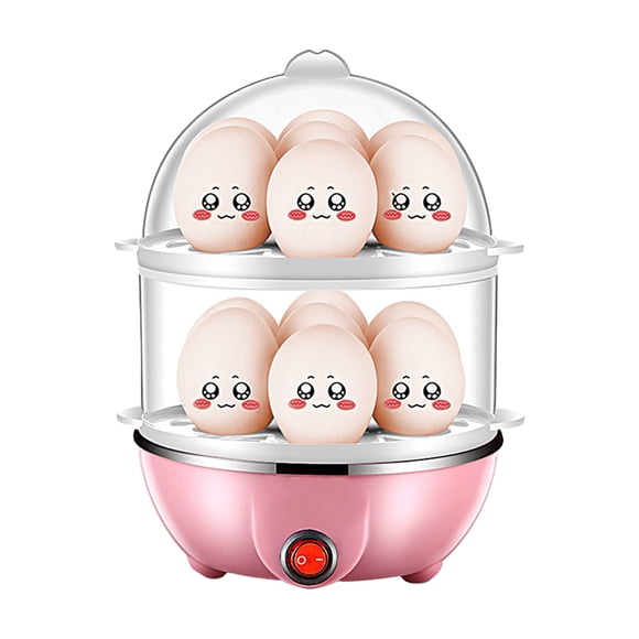 Cuiseur d'Oeufs à Double Couche Capacité de 14 Oeufs Cuiseur d'Oeufs Durs - Bouilloire Électrique Sèche pour Oeufs avec Tasse à Mesurer de 40 ml Vapeur Légumes