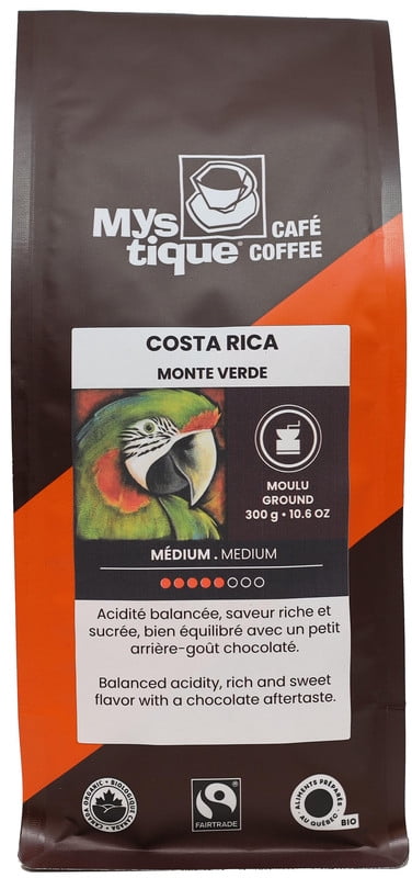Mystique Coffee, COSTA RICA, Medium roaster, coffee 100% arabica, Specialty Grade Coffee, Fairtrade & Organic, Filter Ground, 300g