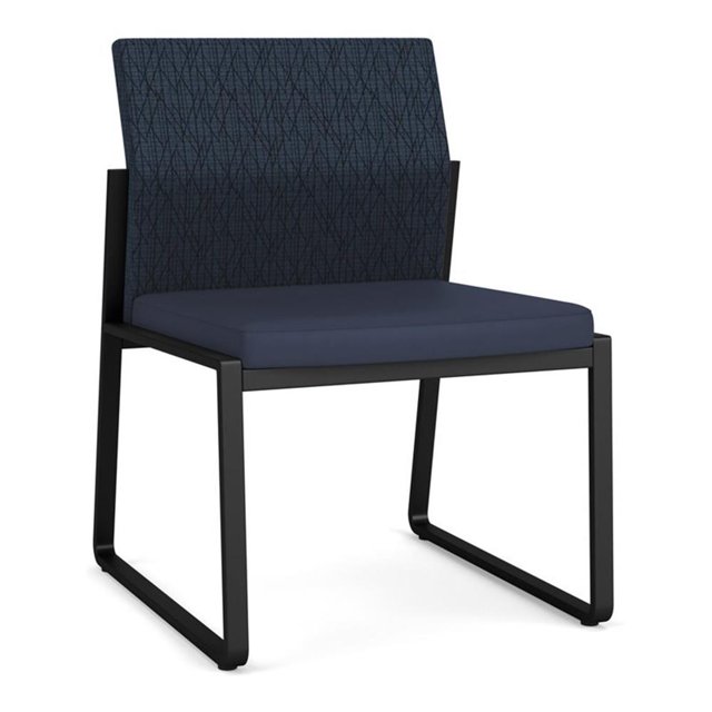 Fauteuil d'Appoint Sans Accoudoirs pour Réception Gansett / Acier Noir / Bleu / Bleu