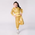 thumbnail image 4 of Sunnyoo Girls Shiny Sequins Outfits Long Sleeve Tops Pants Performance Party Dance S 2 Piece Clothes Set, 4 of 7
