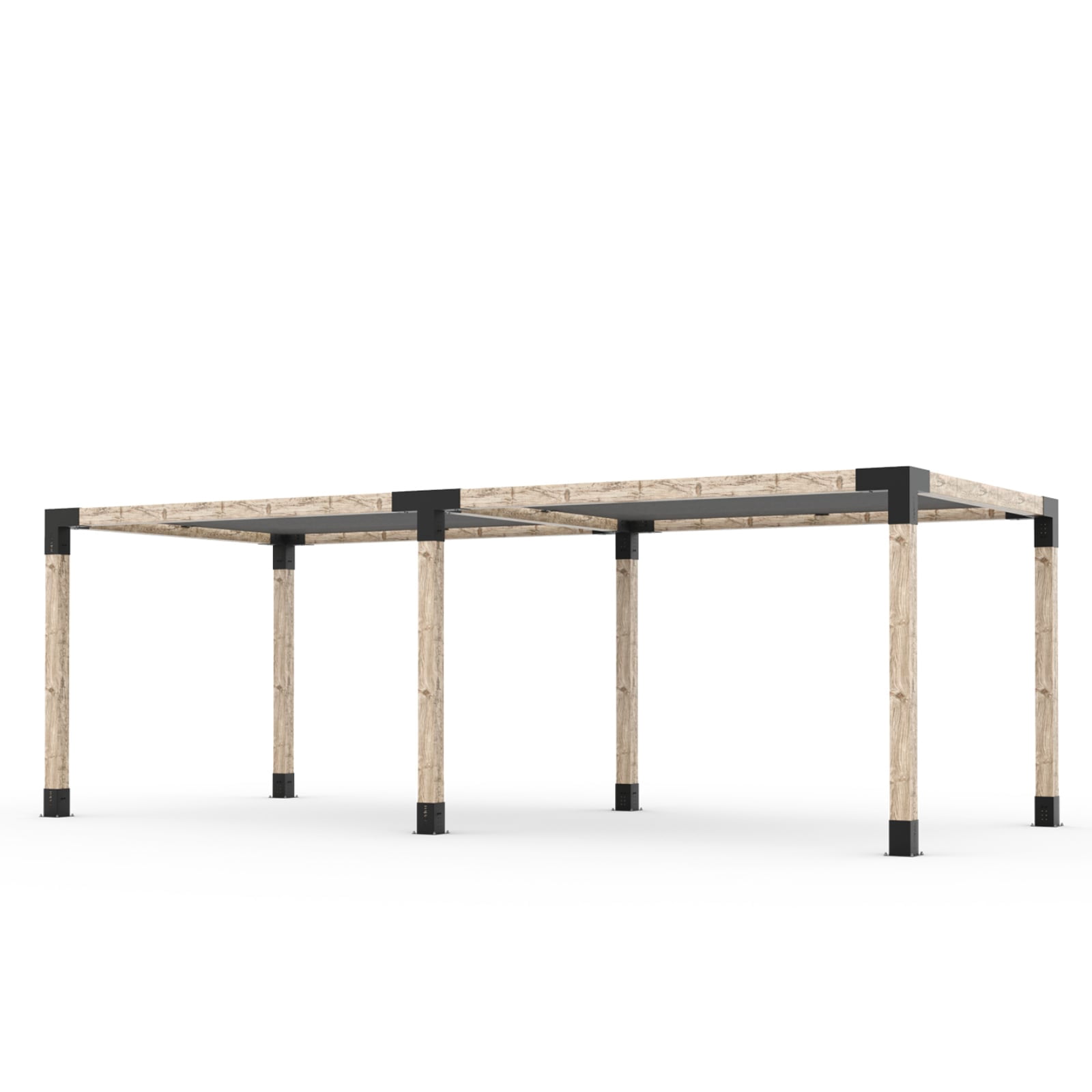 Kit Toja 12' x 22' Double Pergola avec 2 voiles d’ombre pour poteaux en bois 6x6