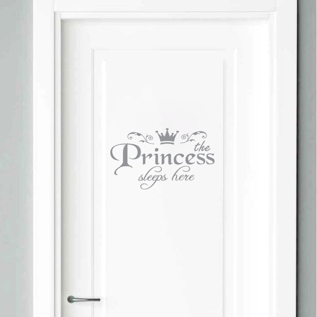 VogueV Princess Wall Decal - Removable Floral Door Sticker Grey