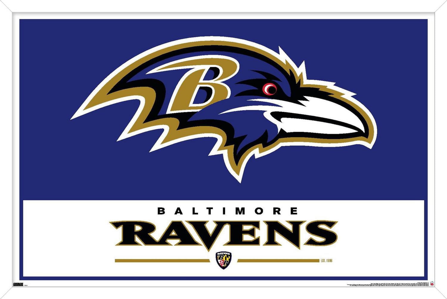 NFL Baltimore Ravens - Logo 21 Wall Poster, 22.375" x 34" Framed