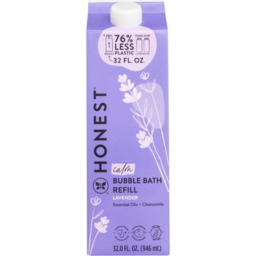 The Honest Company Foaming Bubble Bath Refill Carton | Gentle for Baby | Naturally Derived, Tear-Free, Hypoallergenic | Lavender Calm, 32 fl oz