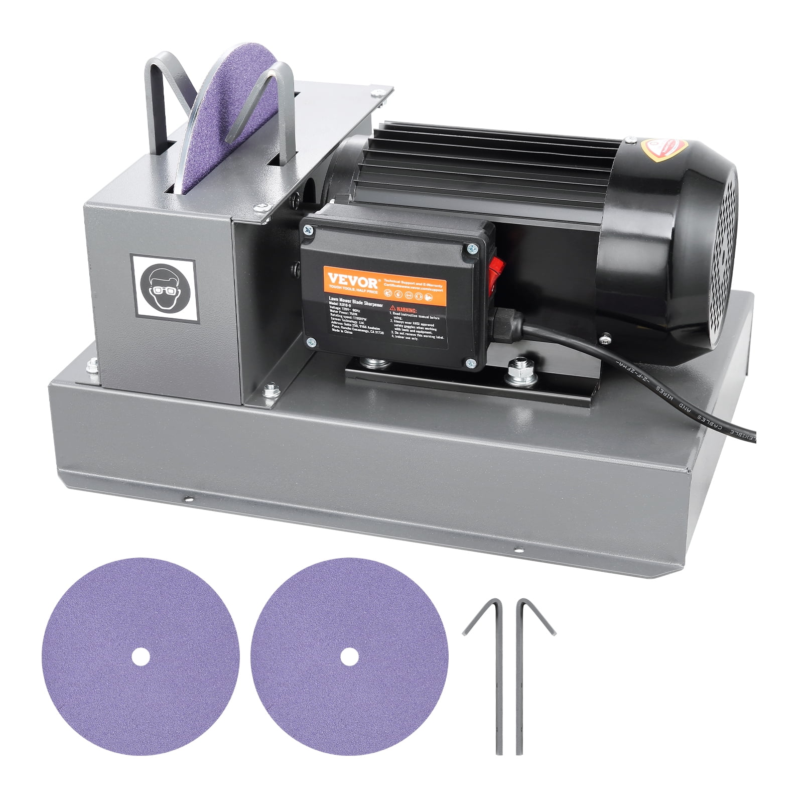 VEVOR Lawn Mower Blade Sharpener, 1HP 750W Lawnmower Blade Grinder with 9-inch Ceramic Grinding Wheel, Powerful Bench Mower Sharpening Machine