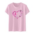 thumbnail image 2 of Lenago Hauts pour Femmes Mode Décontractée Femmes Manches Courtes Imprimé Dames Manches Courtes Col Rond Blouses Hauts T-Shirt Cancer du Sein Chemises pour Femmes en Liquidation, 2 of 4