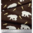 thumbnail image 3 of Soimoi Brown polyester Crepe Fabric Falling Star & Polar Bear Animal Print Sewing Fabric Yard 52 Inch Wide, 3 of 5