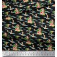 thumbnail image 1 of Soimoi Black Poly Georgette Fabric Palm Tree & Girl Beach Decor Fabric Printed Yard 52 Inch Wide, 1 of 5