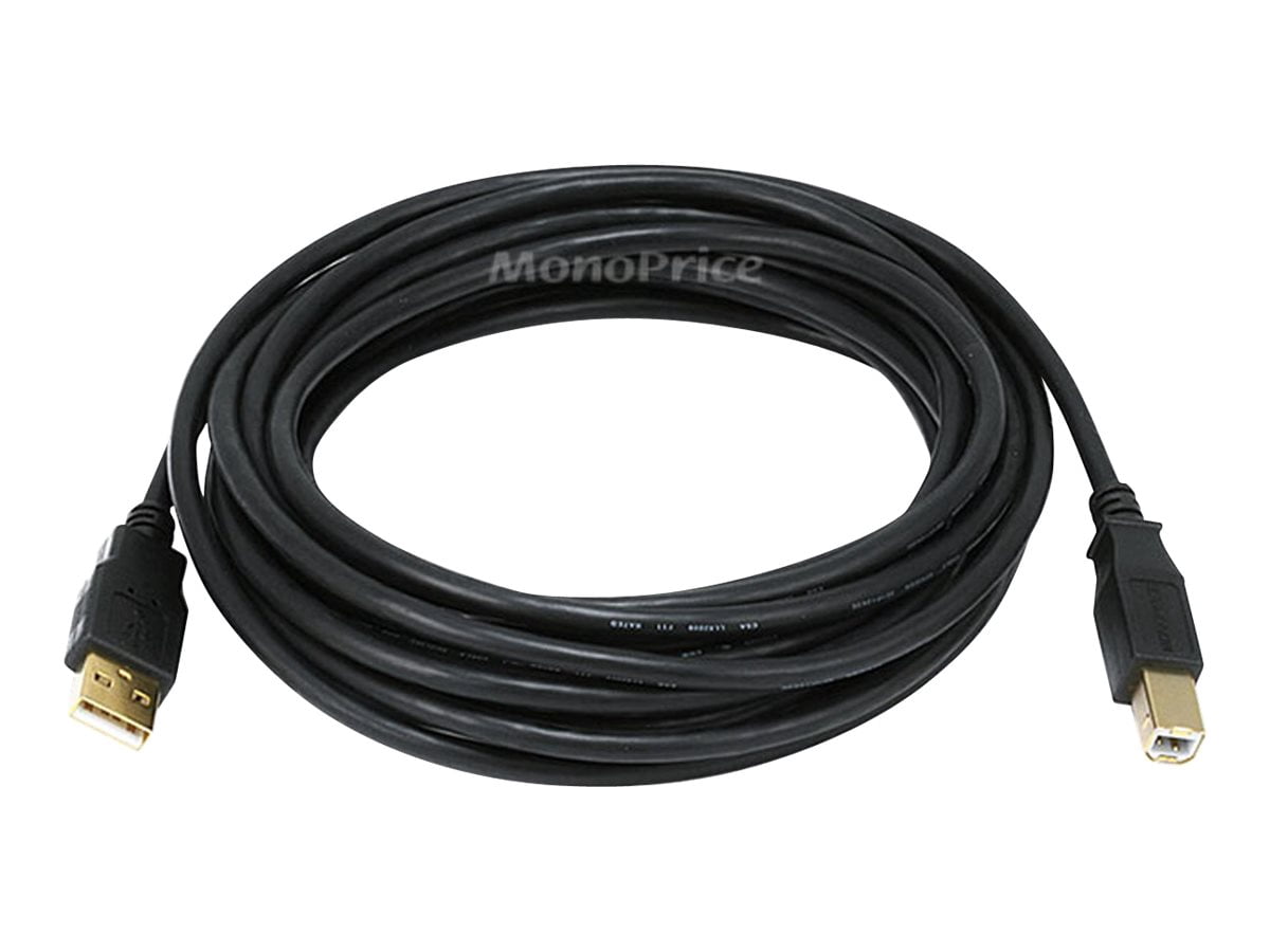 Monoprice - USB cable - USB (M) to USB Type B (M) - USB 2.0 - 15 ft - molded - black