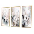thumbnail image 3 of Designart "Grey Flowers Delicate V" Floral Framed Wall Art Set Of 3 - White Floral Frame Canvas Set For Living Room Decor, 3 of 6