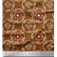 thumbnail image 1 of Soimoi Rayon Crepe Fabric Damask Ethnic Printed Fabric 1 Yard 46 Inch Wide, 1 of 3