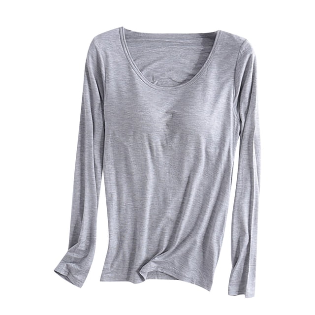 FAIWAD Pyjama pour Femmes à Manches Longues, Col Rond, Haut de Pyjama Confortable et Doux, Couleur Unie, Vêtement de Nuit