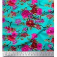 thumbnail image 1 of Soimoi Georgette Viscose Fabric Leaves & Floral Decor Fabric Printed Yard 42 Inch Wide, 1 of 3