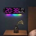 thumbnail image 4 of Penkiiy 13.7" Digital Wall Clock with Night Lights, 9 RGB Colors, Bluetooth Speaker, Auto Time Sync, Auto DST, Dual Alarm, Auto-Dimming, Humidity, Temperature, Digital Clock with Remote Control, 4 of 6