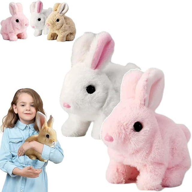 SUTENGDA Bunby - My Realistic Bunny Realistic Bunny Can Walk and Talk Bunby My Realistic Bunny Bliss Stuffed Bunny Easter Plush Interactive Realistic Bunny Robot (Pink)