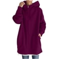 thumbnail image 2 of cllios Chandails à Capuche pour Femmes Vestes de Survêtement à Fermeture Éclair Col Ras du Cou Grande Taille Manches Longues Manteau Uni Coupe Classique Veste à Capuche, 2 of 9