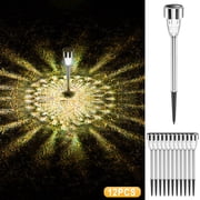 Danhjin Lantern Light Solar Lights Outdoor, Stainless Steel LED Lighting Solar Powered Outdoor Lights Solar Garden Lights For Walkway, Patio, Yard - 12 Pack
