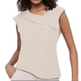thumbnail image 2 of Womens Tops Dressy Casual Cap Sleeve Asymmetrical V Neck Work Shirts Blouses, 2 of 5