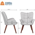 thumbnail image 2 of Mid Century Modern Upholstered Accent Chair for Living Room, Dining Room, or Kitchen – High Back, Solidified Oak Wood Legs, Comfortable Seating - Grey, 2 of 7