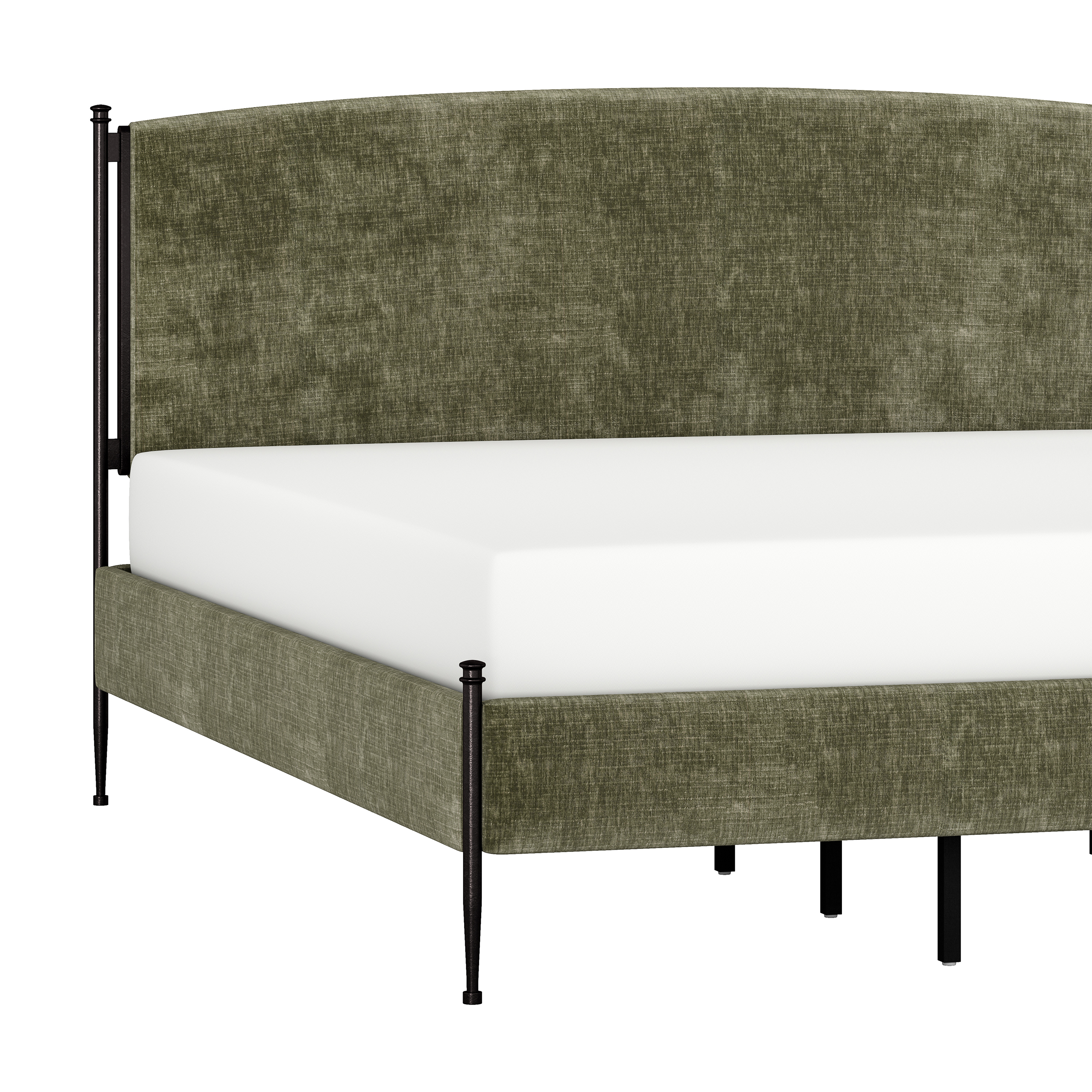 Better Homes & Gardens Ambrose Upholstered King Bed, Forest Velvet and Forged Iron