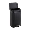 thumbnail image 1 of 12L Black Stainless Steel Step Trash Can – Rectangular Waste Bin with Soft-Close Lid, Removable Inner Bucket, Anti-Slip Base and Modern Fluted Design for Bathroom, Office and Home – 26.5 × 22.3 × 38.8, 1 of 8