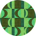 thumbnail image 1 of Ahgly Tapis Rond Lavable en Machine Intérieur Transitionnel Vert Forêt Foncé, 4 Pieds Rond, 1 of 7