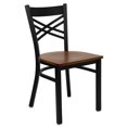 thumbnail image 1 of HERCULES Series Black ''X'' Back Metal Restaurant Chair - Cherry Wood Seat, 1 of 6